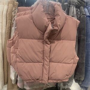 Pink puffer quilted zipper snap vest